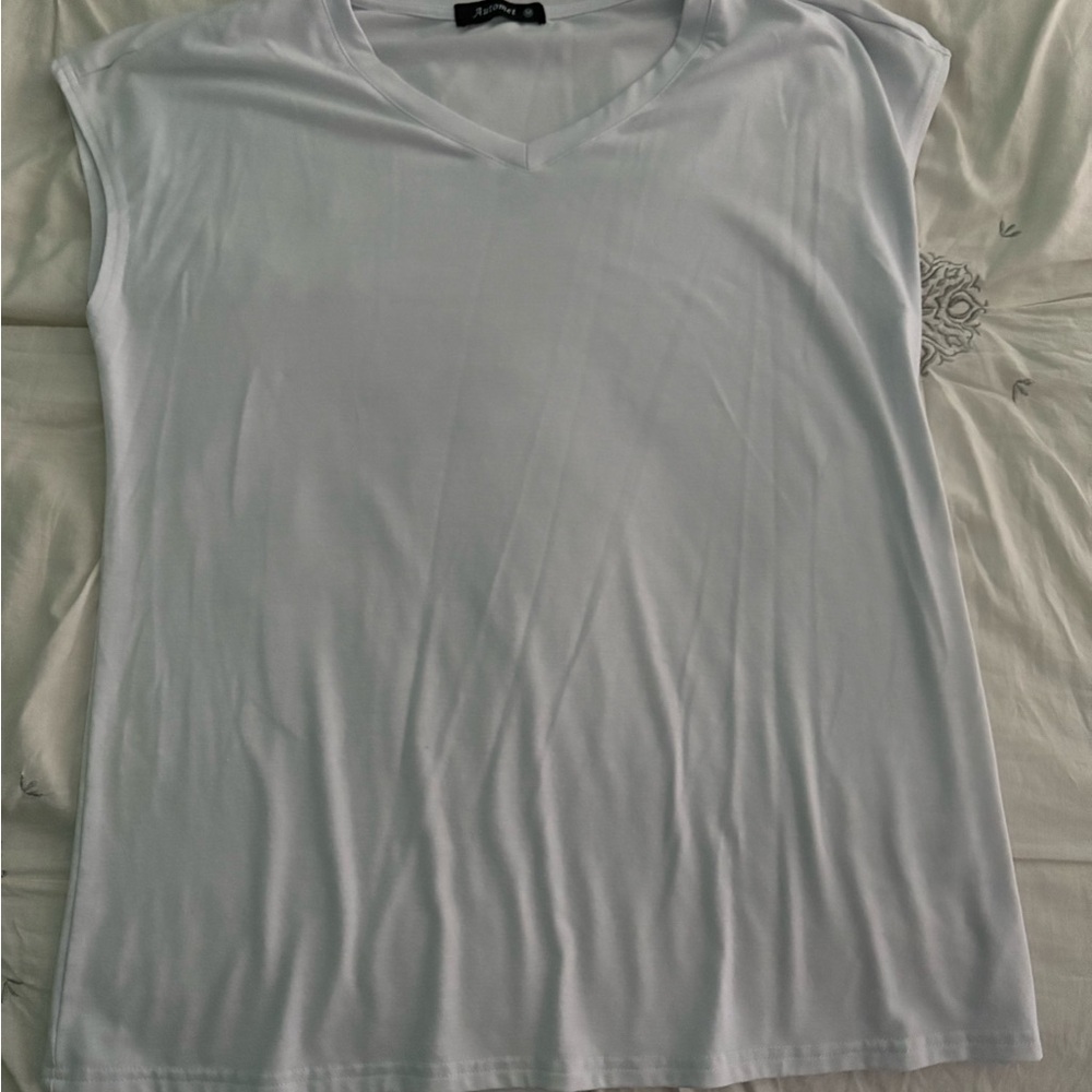 Elegant V-Neck Short Sleeve Top in Light Gray